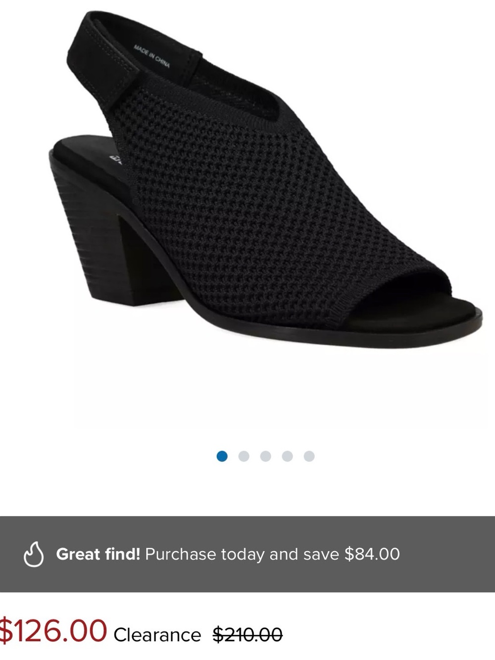 Eileen Fisher Women's Black Knit Slingback Peep-Toe Heel , size 8.5 US